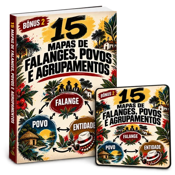 Capa do bônus 15 Mapas de Falanges, Povos e Agrupamentos em livro e tablet